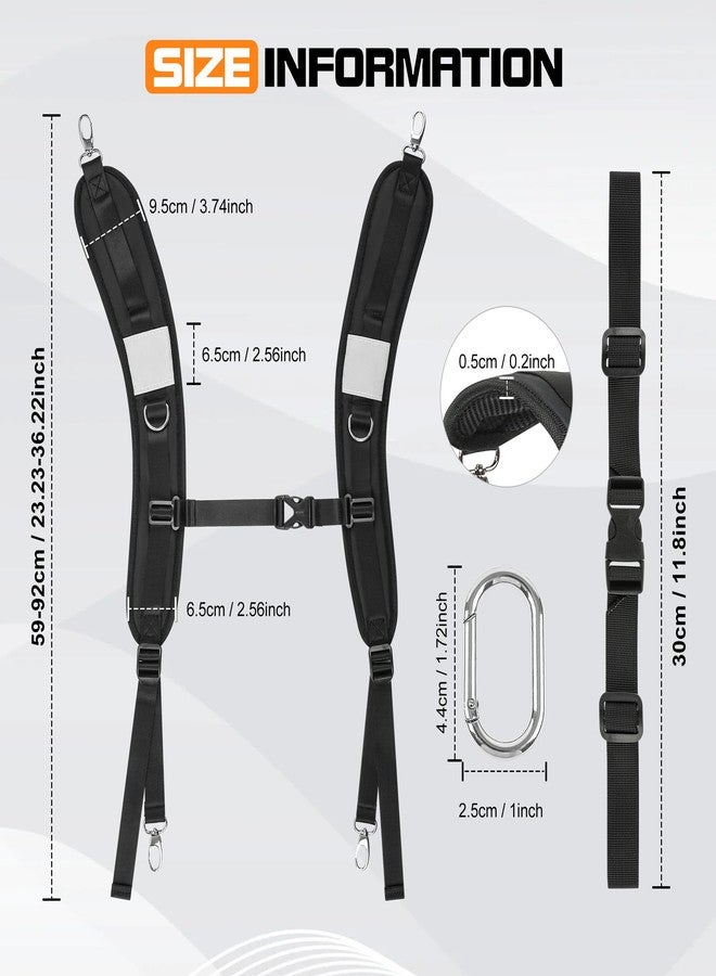 BShasrlim Backpack Straps with Metal Clips, adjustable Padded shoulder straps for Dry bags Replacement,with spare metal clips and spare Chest Belt for Dry Bag，Backpack,beach chair etc(Black) - Image 2
